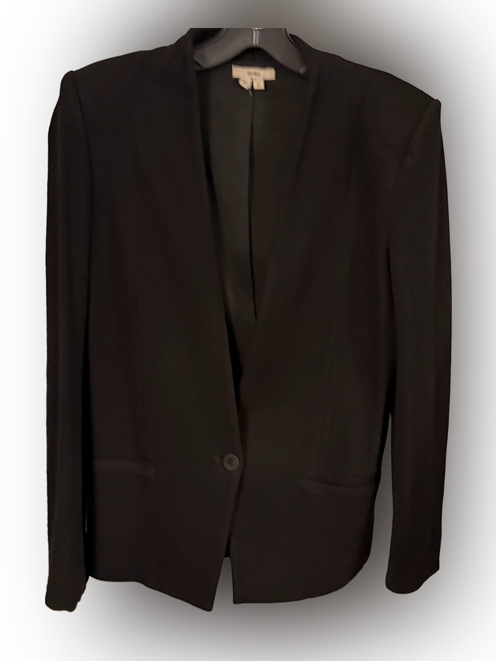 Helmut Lang Women’s Black 1 Button Close Colllerless Blazer Sz M EUC